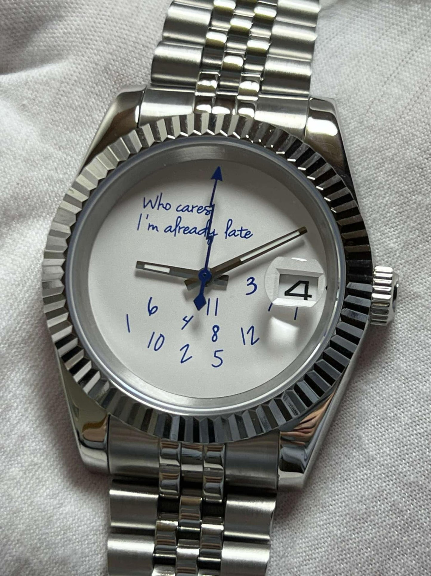 "Who Cares I’m Already Late" Datejust Mod